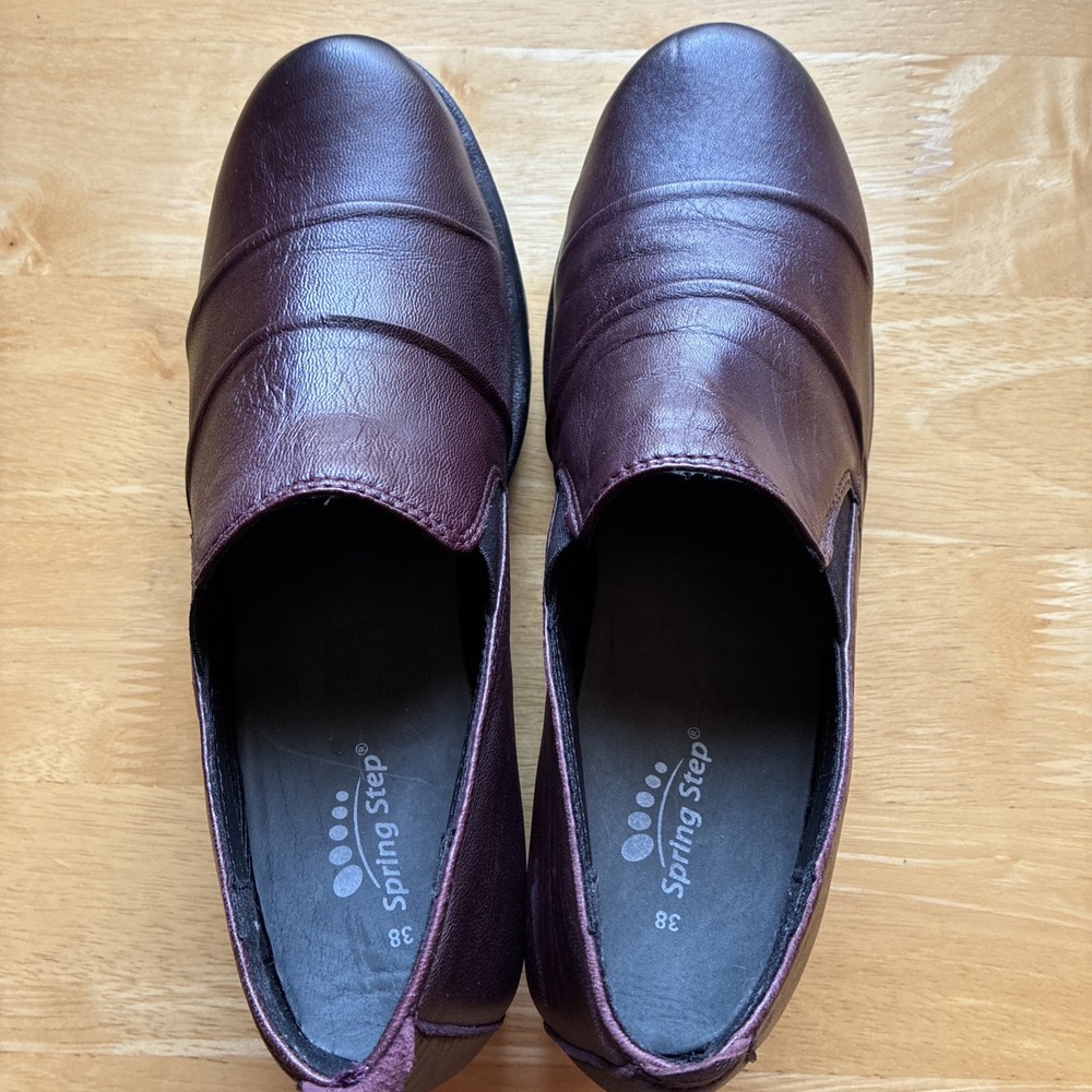 Spring Step Leather Wedge Loafer In Bordeaux Size 38EU 7.5-8 US